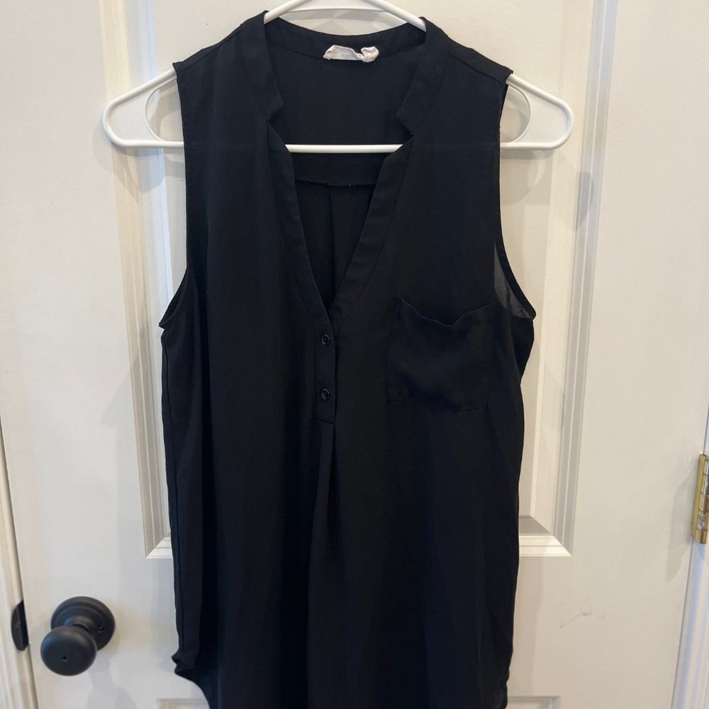 V-neck sleeveless blouse; size small